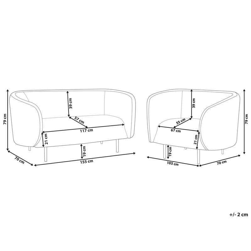 Jenkin 2 - Piece Living Room Set, White, Black