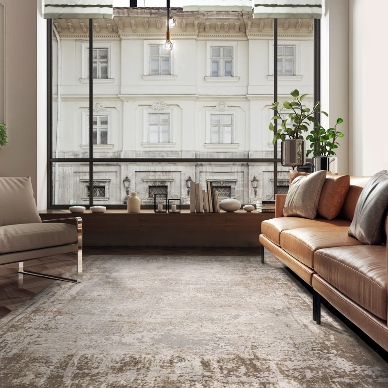 Abrienne Soft Shiny Border Beige Rug, Rectangle 80 x 150cm