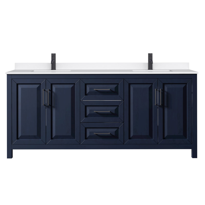 Daria 80'' W Vanity, Blue, Matte Black, White Quartz