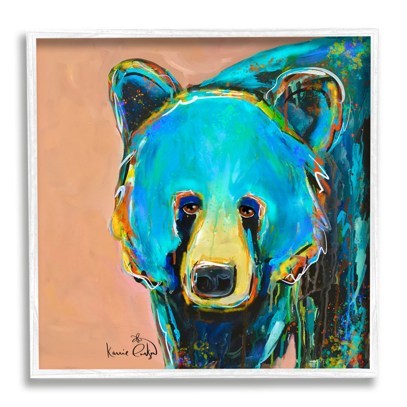 «Brilliant Blue Bear Gazing Street Style Graffiti Splatter Giclee» par Karrie Evenson, L 17 po x H 17 po