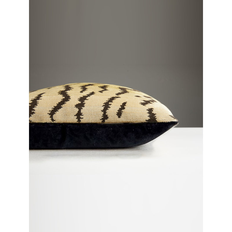 Wild Glamour Animal Print Silk Reversible Throw Pillow, 14" H x 22" W x 6" D, Blue/Black Animal Print