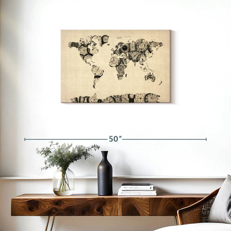 Map Of The World From Old Clocks