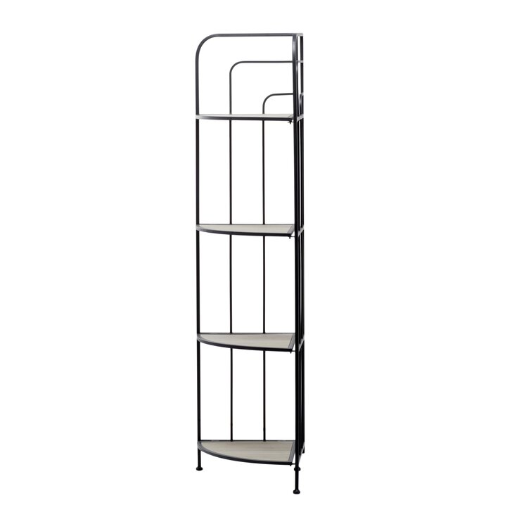 Paulo 17.5'' Iron Corner Baker's Rack with Wooden Shelves