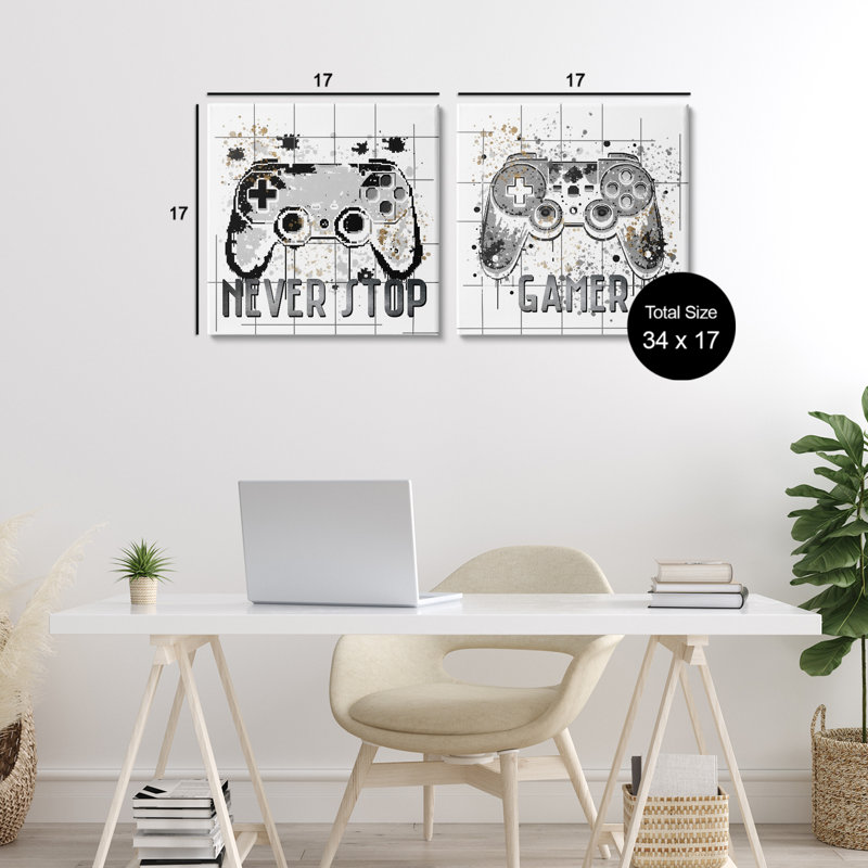 Ensemble de 2 mots sur toile Gamer, H 17 po x l 34 po