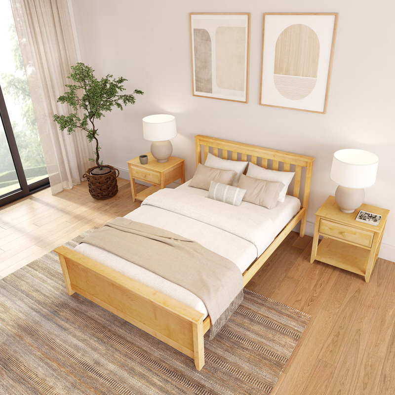 Lit en bois massif Rosenthal, Naturel, Double
