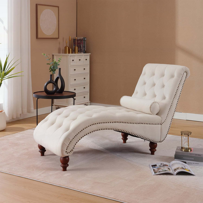 Fauteuil inclinable classique en velours avec capitonnage à boutons et garniture cloutée argentée - Fauteuil lounge de style vintage avec structure en bois pour salon, bureau, chambre