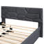 Lit plateforme tapissier avec tête de lit à motif brique et lit gigogne simple en tissu de lin gris pour une détente maximale et un confort maximal