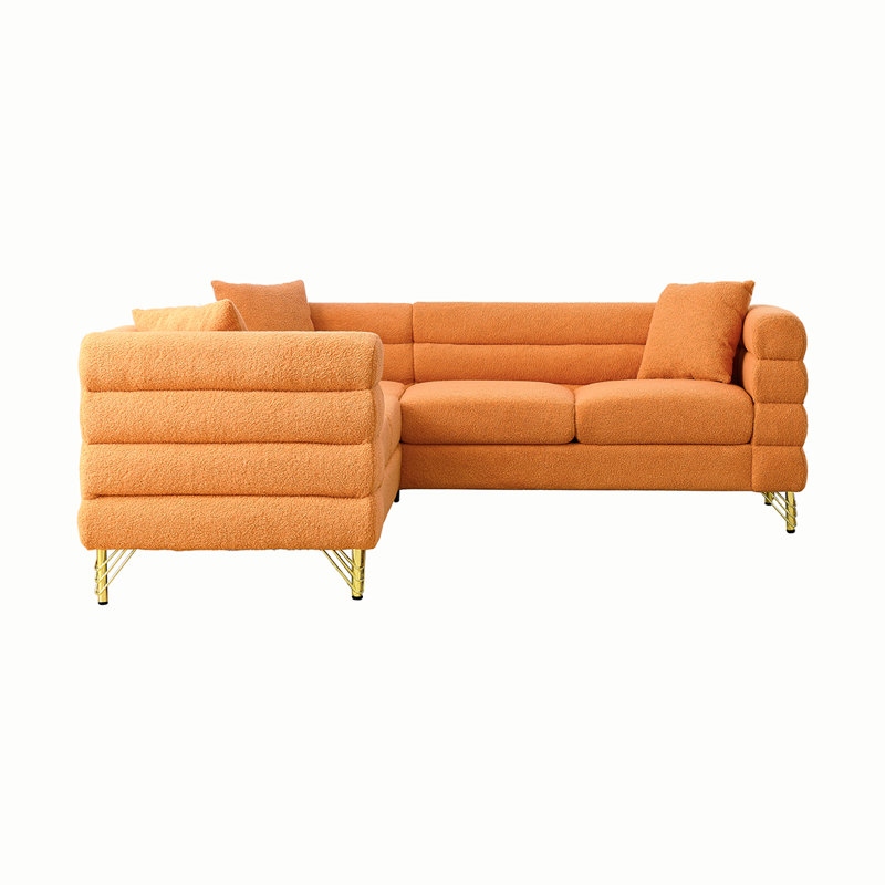Canapé modulaire en L à 5 places avec coussins 81,5 po Cioffred, Doublure orange en peluche