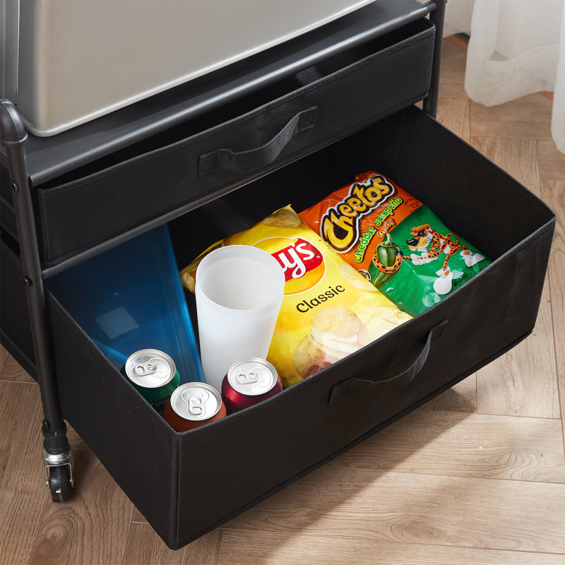 Commode de rangement 2 tiroirs pour réfrigérateur, Noir