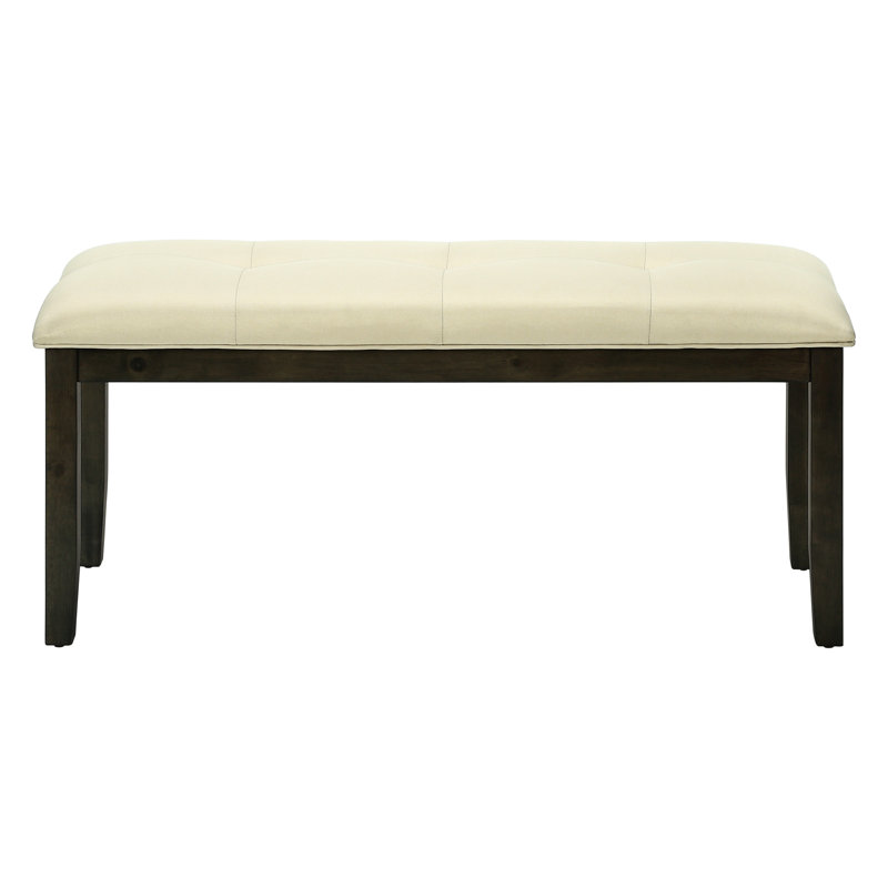 44,5 po Long banc rectangulaire - siège en tissu crème, cadre en bois gris pour la salle à manger et plus de 44 po. Utilisation dans la salle à manger, la cuisine, le vestibule. Tissu, bois. Élégant. Installation rapide. 44,5 x 16,64 x 20 pouces