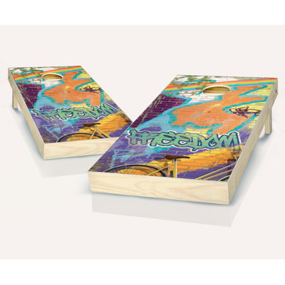 2' x 4' Graffiti Freedom Solid Wood Cornhole Set with Bags