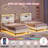 Platform Bed Frame With Velvet Upholstered Headboard,Led Lights,Charging Station,2 Storage Drawers & Shelves,Heavy Duty & Strong Support/No Box Spring Needed/Easy Assembly-1185732096-1185732098