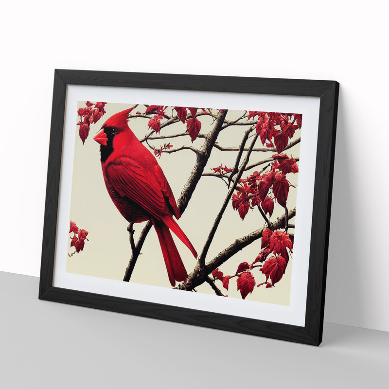 Cardinal Bird Vol.6 - Single Picture Frame Painting, Black Framed, 34cm H x 46cm W x 2cm D