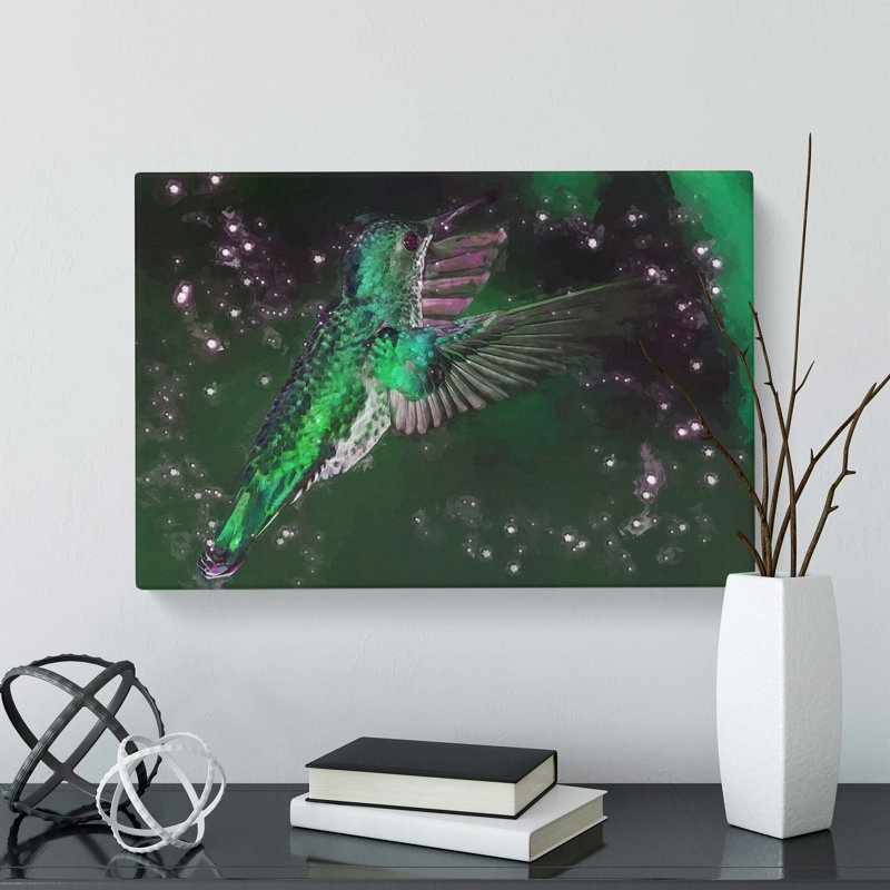 Green-crowned Hummingbird in Abstract - Wrapped Canvas, 61 cm H x 91.4 cm W