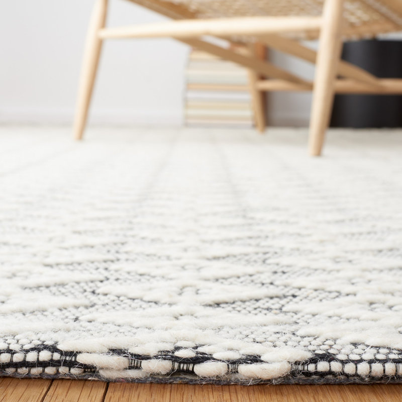 Karaline Hand Woven Wool And Cotton With Latex Geometric Rug, Rectangle 4' x 6'