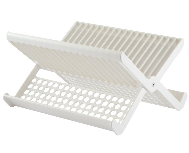 Adjustable Plastic Two Tier Dish Rack, White