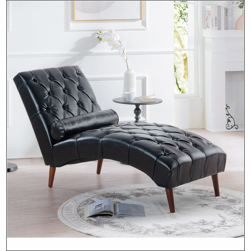 Upholstered Chaise Lounge, Black