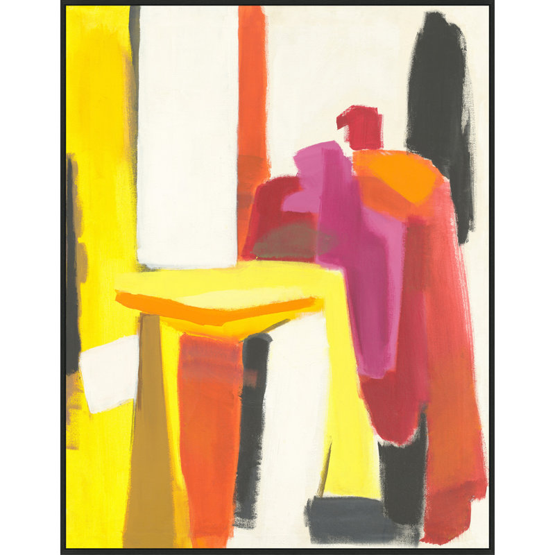 "Red Block Structure No. 2" par Christopher Kennedy - peinture sur toile avec cadre flottant