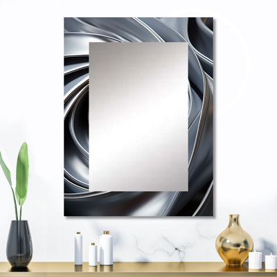 Abstrait gris en spirale abstraite - miroir abstrait en spirale, miroir mural décoratif moderne, impression d'art en métal
