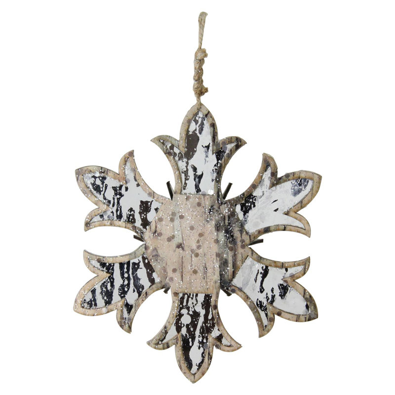 Ornement en forme de flocon de neige miroir 6,5 "brun et blanc