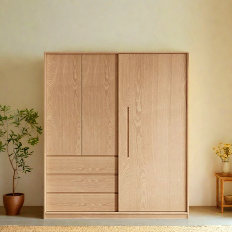 Simple Wooden Colour Wardrobe, 78.74"H x 70.87"W x 23.62"D