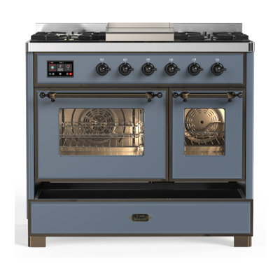 Majestic III Series 40 Inch Dual Fuel Range with 6 Sealed Burners, Griddle, in Mightnight Blue (Natural Gas, Chrome Trim)