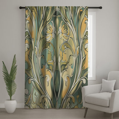 Rideaux à motif floral et voilages à motif floral - 1 panneau