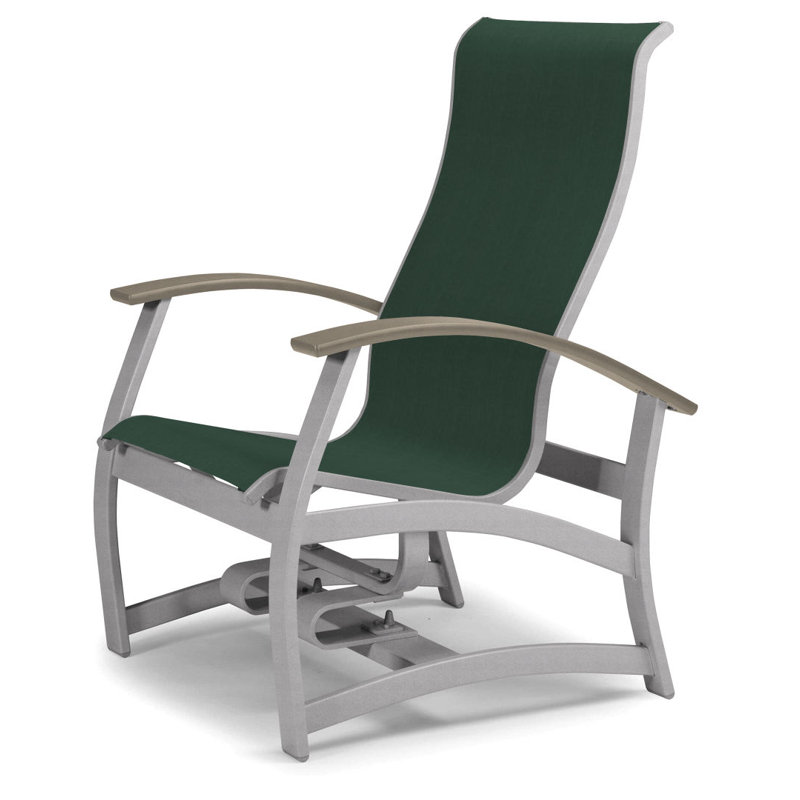Askar Swivel Powder Coated Aluminum Outdoor Lounge Chair, Forest Forest Green 22D Sunbrella®, Desert P60, Textured Silver