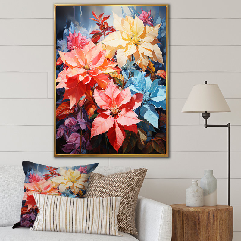 Symphonie chromatique sur toile de Boins, H 32 po x l 24 po x P 1 po, Cadre flottant doré