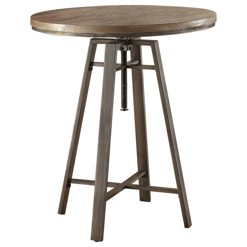 Stylish Bartlett Round 32-Inch Adjustable Bar Table Brushed Nutmeg
