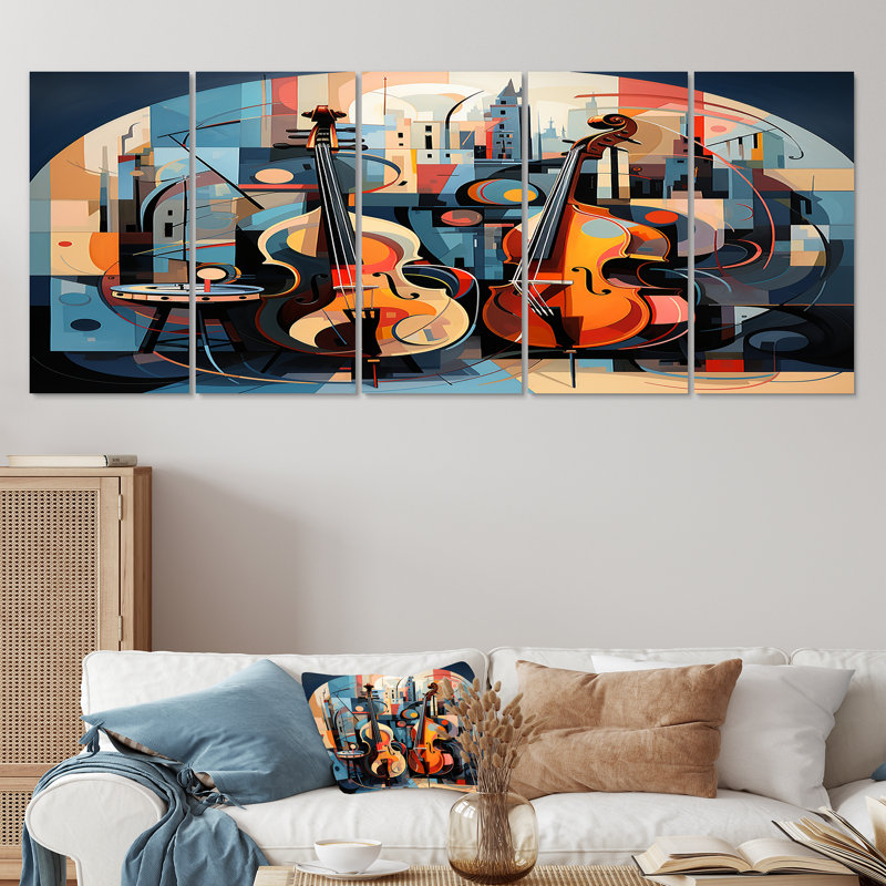 Nael - Art mural de musicien 5 pièces, H 28 po x l 60 po