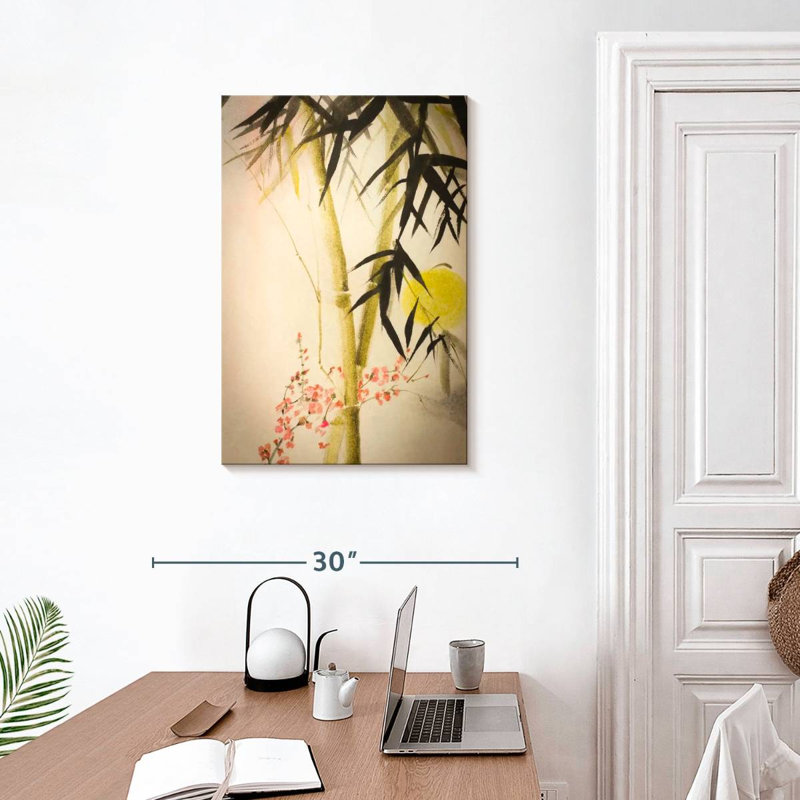 Bambou Harnek et fleurs de prunier, H 30 po x l 20 po