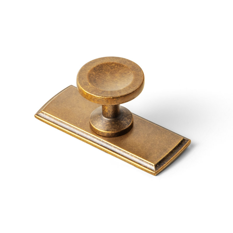 1.2" Diameter Circle Knob With Backplate(G011), Antique Brass