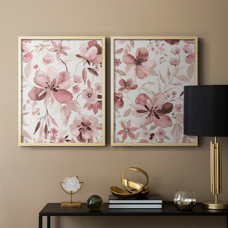 «Shimmering Blush I», reproduction encadrée de qualité supérieure - prête à être accrochée - aucun clou requis - aucun clou requis