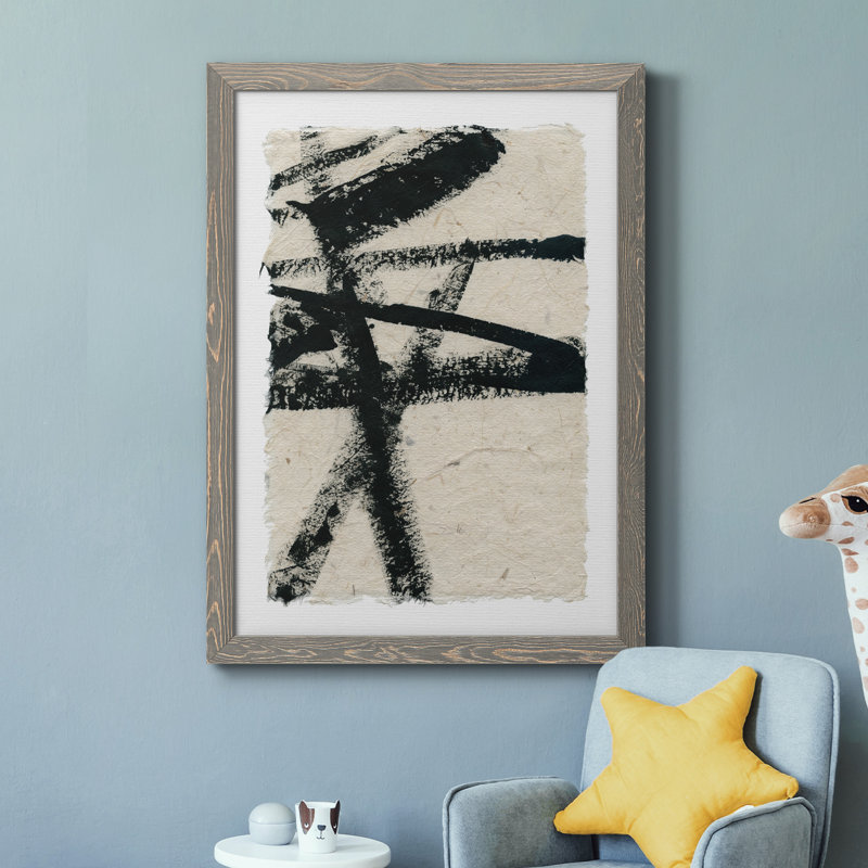 Lines Crossed III - Peinture sur toile encadrée, Encadré gris, H 37,5 po x l 27,5 po x P 1,5 po
