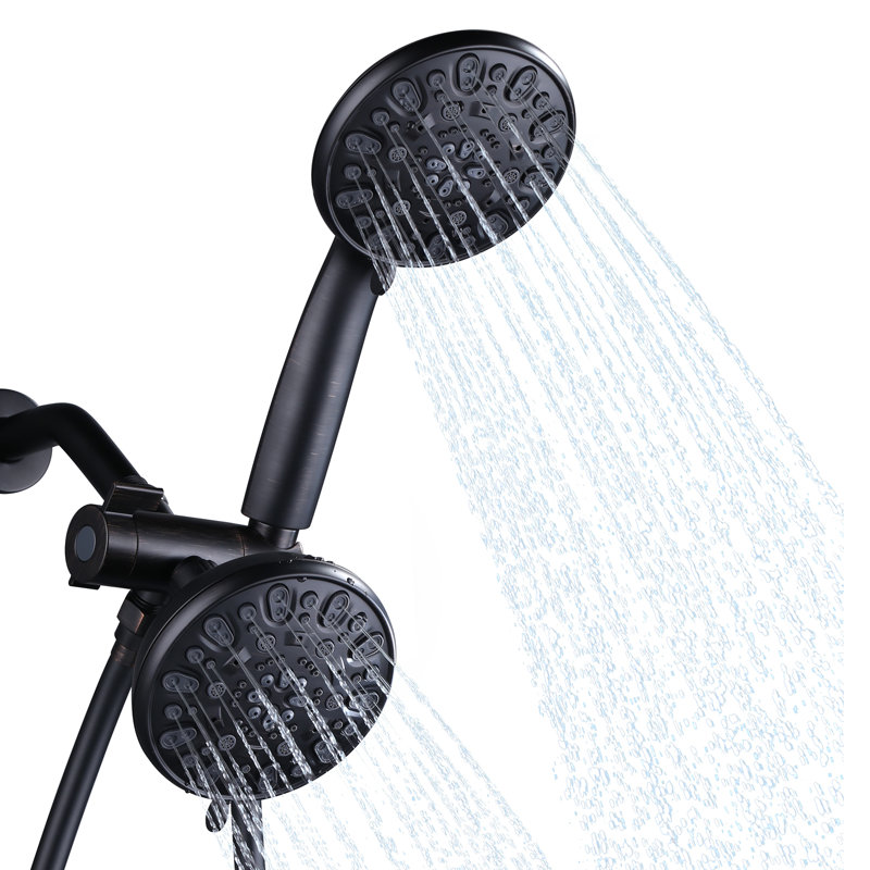 Double pomme de douche chromée à main 48 fonctions avec inverseur d'eau à 3 voies, Bronze huilé