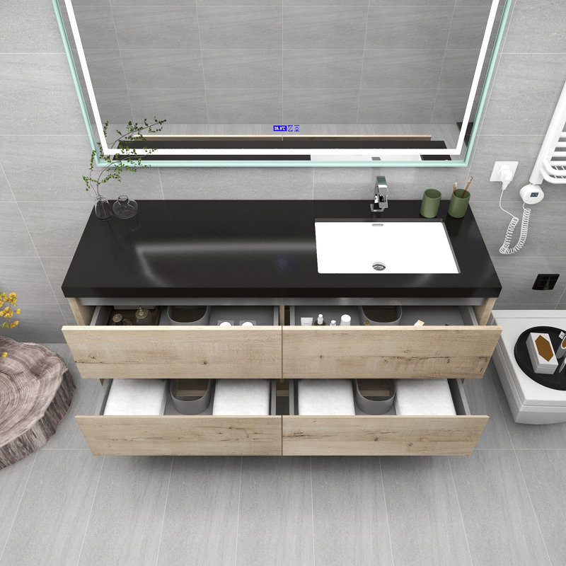 Ensemble de meuble-lavabo simple 60 po Smajo, Chêne clair