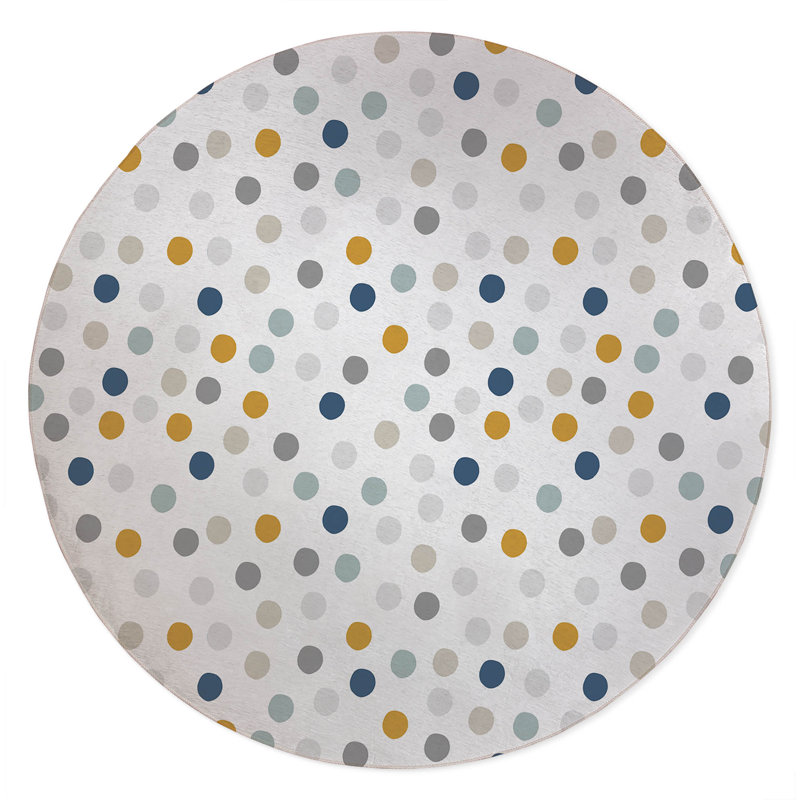 Always Polka Non-Slip Outdoor Rug, Round 5'