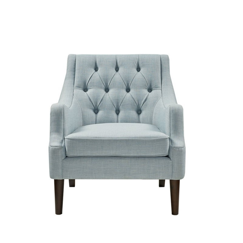 Button Tufted Accent Chair, Dusty Blue