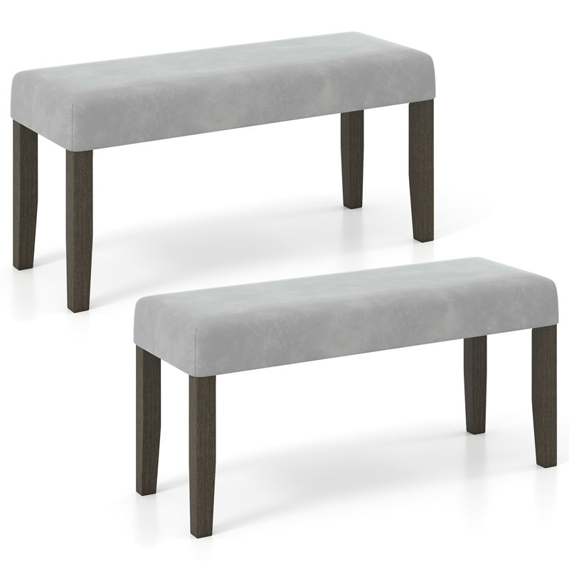 Ensemble de 2 bancs de chambre rembourrés avec siège rembourré et pieds en bois massif pour salle à manger