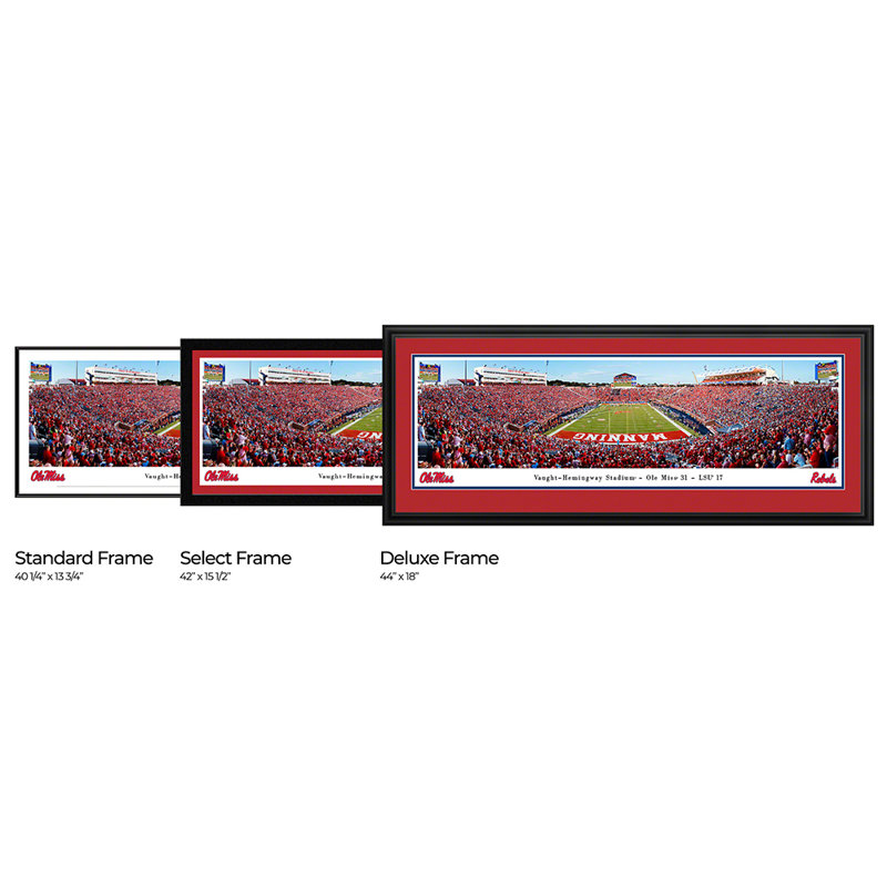 Impression panoramique Ole Miss Football, Cadre noir, H 15,5 po x l 42 po x P 1,375 po