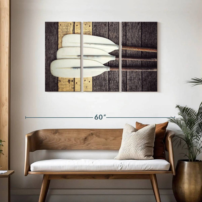 Sireci Three White Paddles, 28" H x 45" W