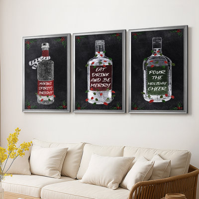 Holiday Spirits II - Toile tendue avec châssis sur mesure - 3 pièces