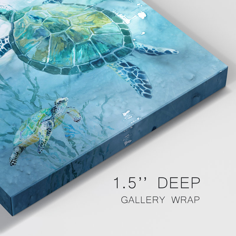 Tortue de mer Delray II - Toile tendue avec châssis de qualité supérieure, prête à être accrochée