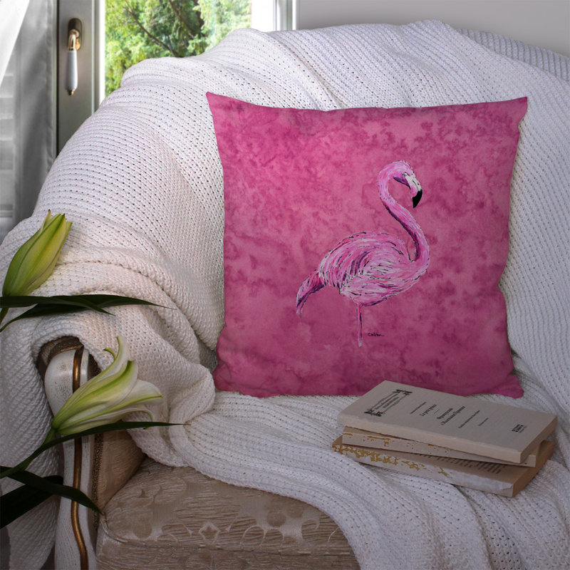 Flamingo Outdoor Throw Pillow, 14" H x 14" W x 4" D