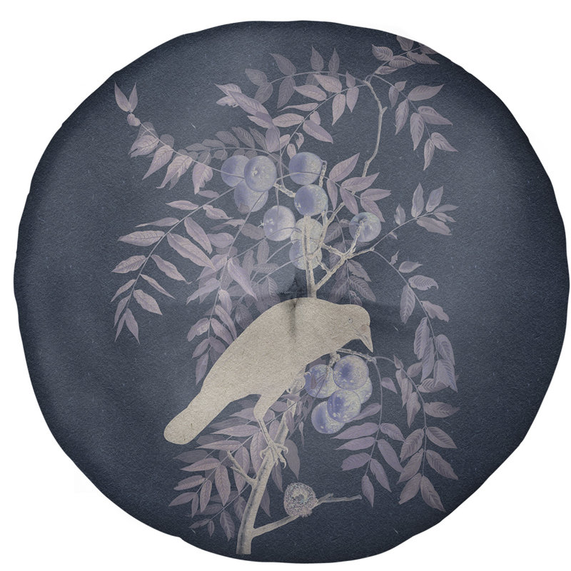 Oreiller en pattes de plancher john james audubon american, 31,5 po x 63 po, Bleu marine/blanc