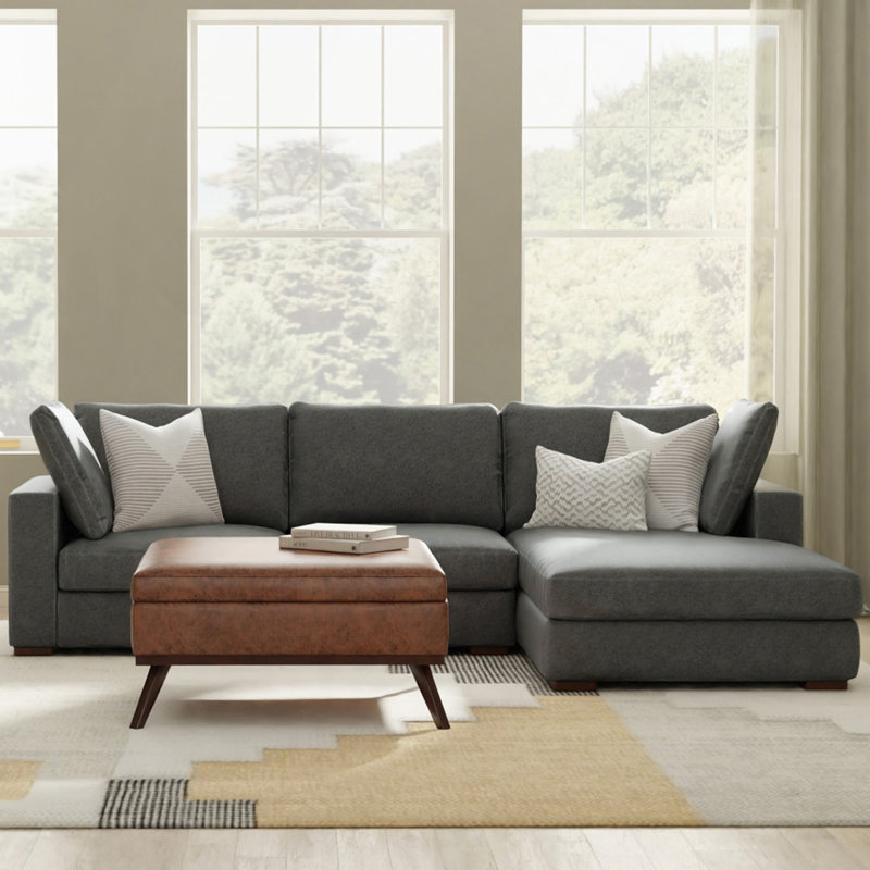 Deep Seater Right Sectional Sofa, Dark Gray
