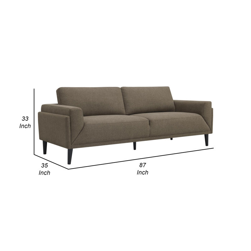 Birju Upholstered Sofa, Taupe Polyester Blend, 33" H x 87" W x 35" D