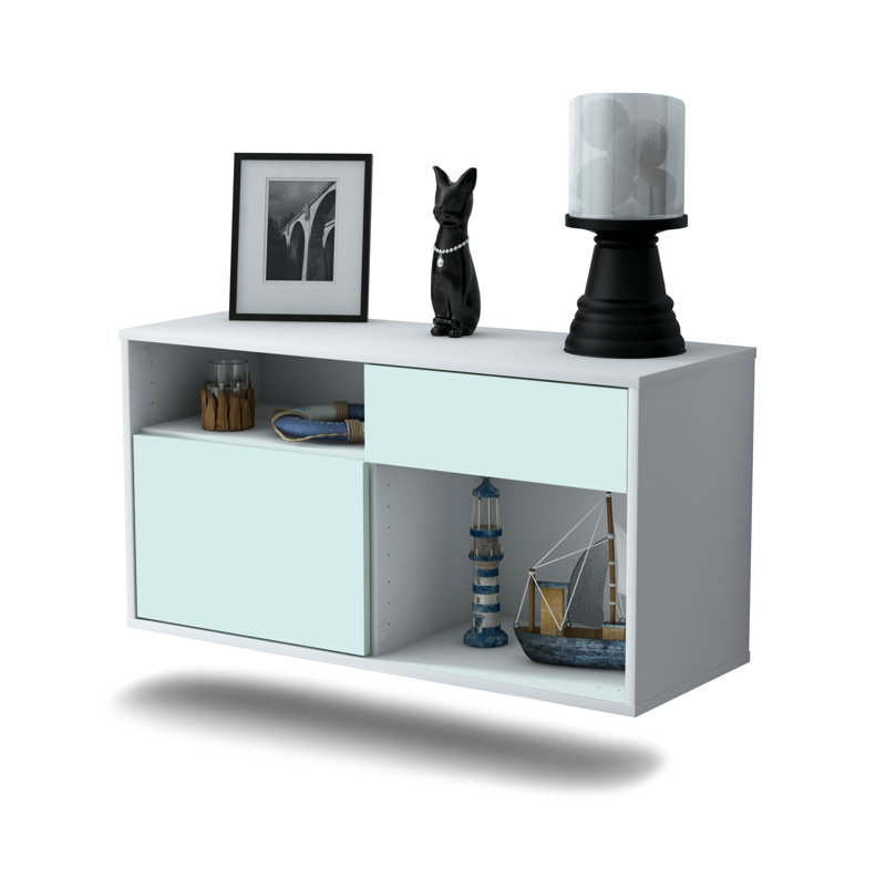 Matthieu Unfinished Floating TV Stand, Light Blue