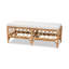 48" Boho Wicker Ottoman, Handwoven Cane Entryway Seat